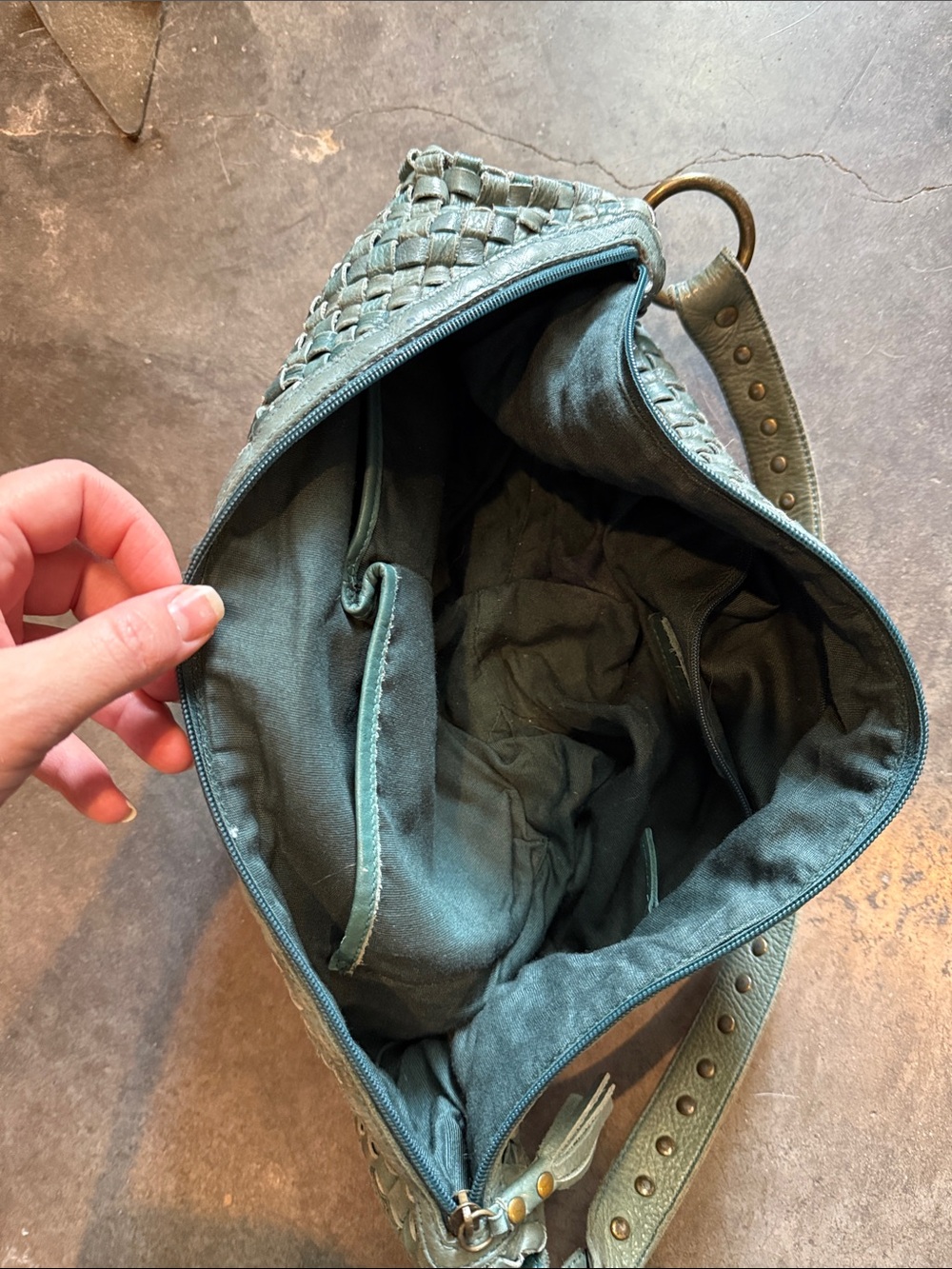 Fossil Woven Leather Shoulder Bag in Light Teal - Picture 8 of 11